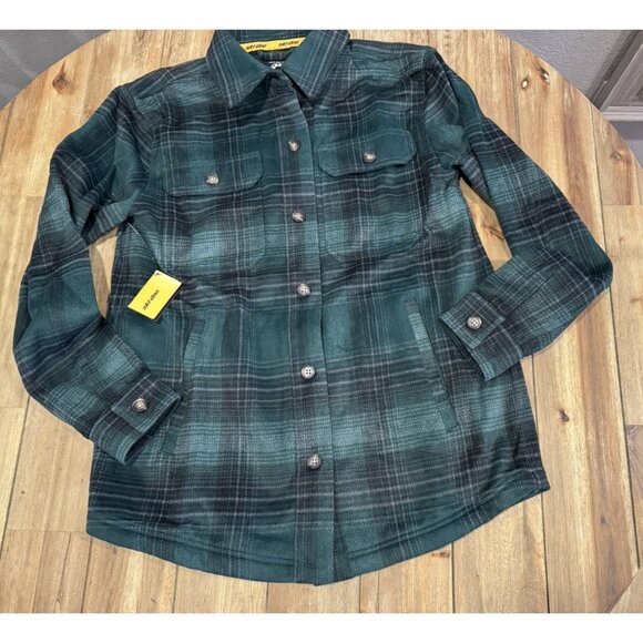 NEW GREEN SKI-DOO LADIES 2XL LIFESTYLE PLAID FLANNEL HEAVY OVERSHIRT - Picture 1 of 11
